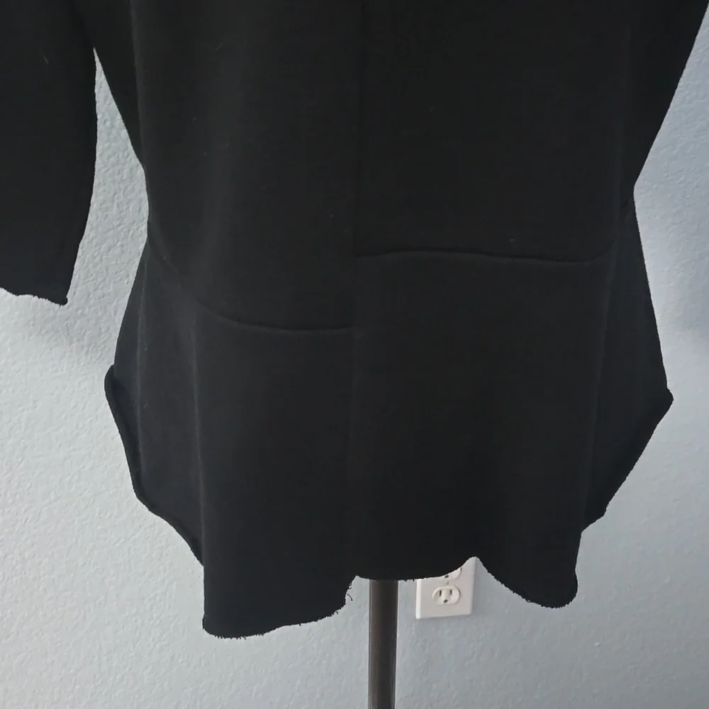 WILLIAM RAST Festival Guitar Graphic Peplum Top Black 1/2 Sleeves Sz Large - Picture 8 of 12